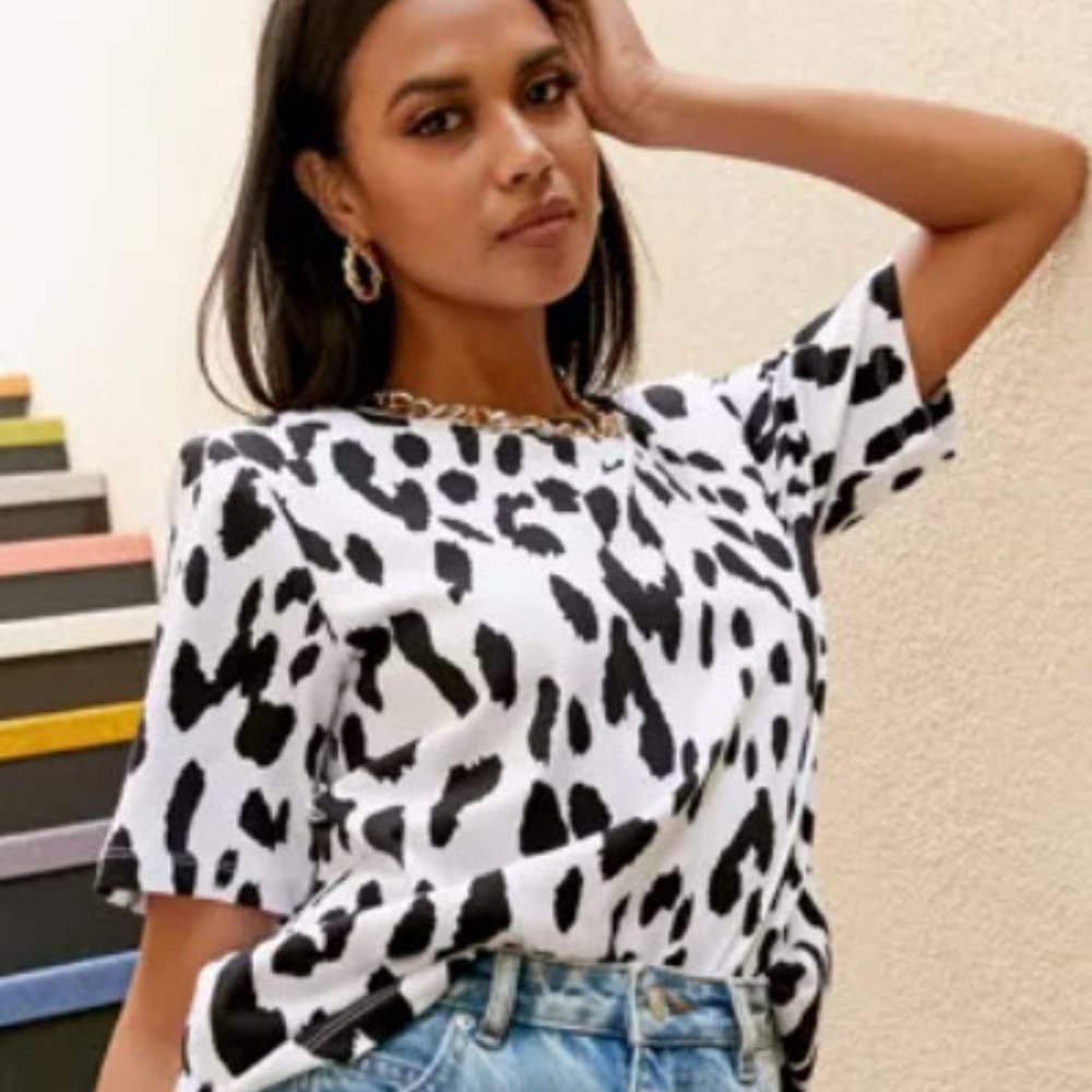 ASOS t-shirt Dalmatian Pattern padded shoulders size S